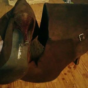 Brown suede Calvin Klein boots